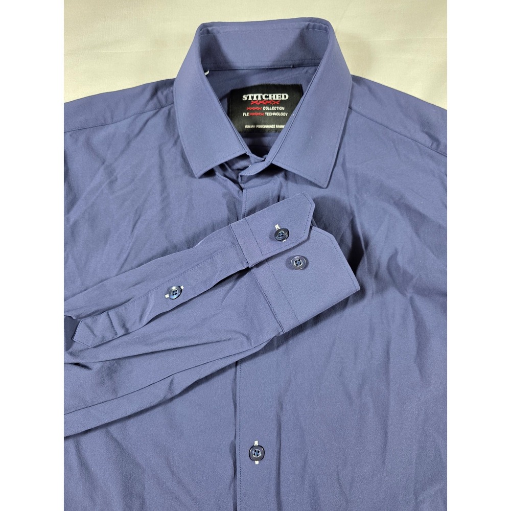 Stitched XXXX Button Up Shirt Mens Medium Navy Blue Performance Stretch
